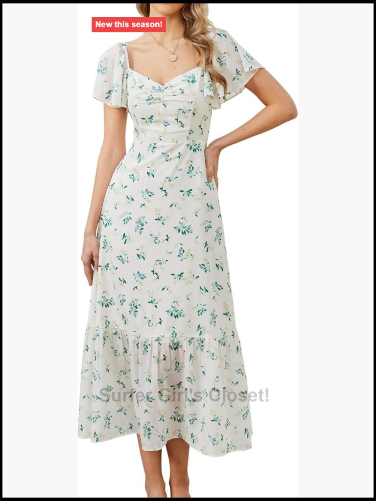 Floral Bohemian Midi Dress With Smocked Back And Ruffle Hem